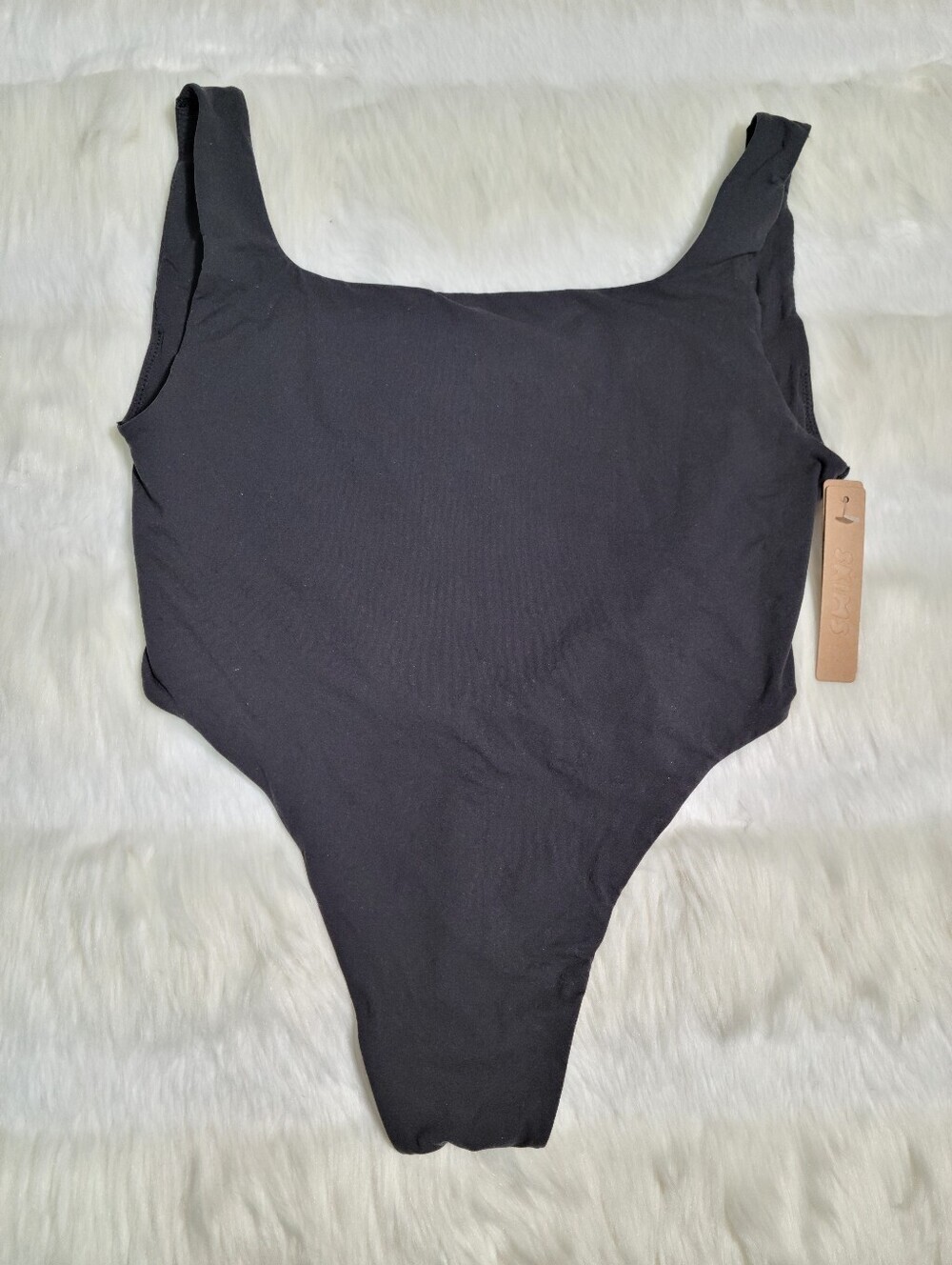 SKIMS Fits Everybody High Cut Bodysuit Black Onyx Women Small NEW